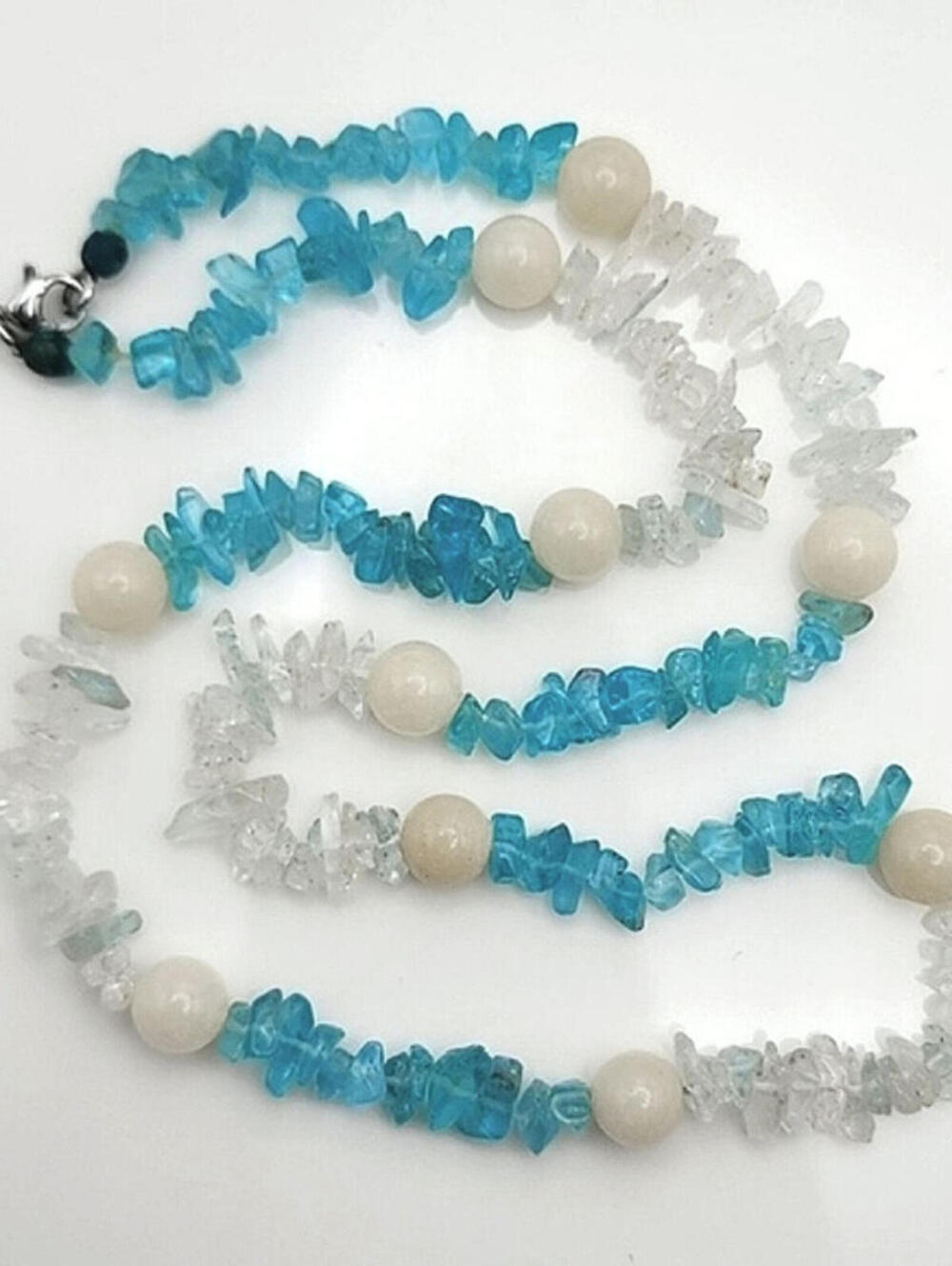 Genuine Crystal Blue White Clear Quartz Necklace
